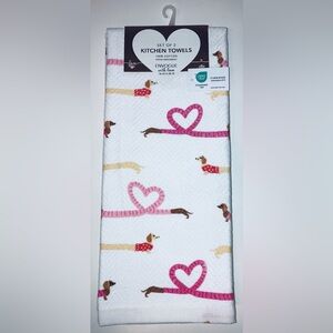 Valentine Dachshund Heart Kitchen Towels - NEW! Set of 2.